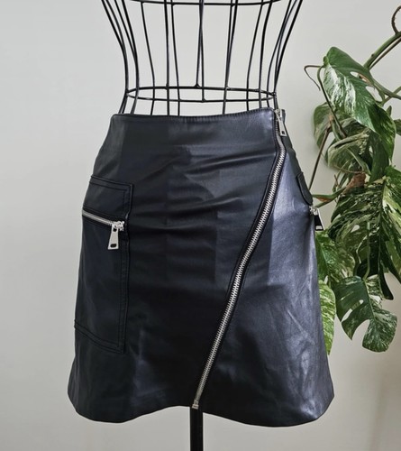 Schwarzer lederlook minirock - schwarzer,
