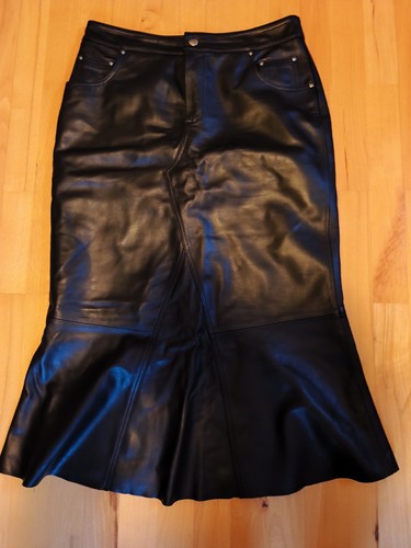 Damen lederrock schwarz lang - schwarz,
