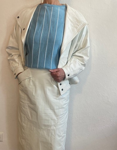 Weiße leder kombi jacke - weiße, (jacke