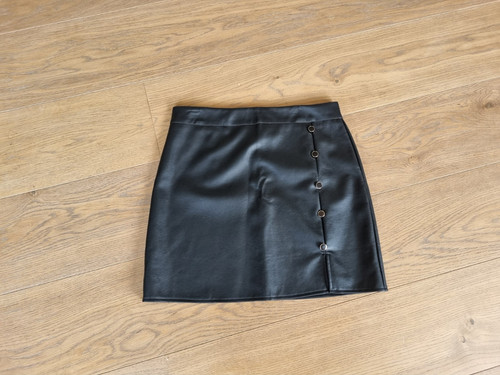 Schwarzer leder minirock - ,